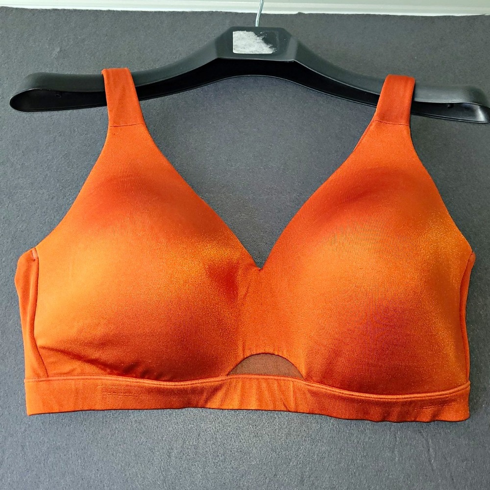 Cacique Lane Bryant Wireless Full Coverage Bra Orange 46DDD Hook & Eye